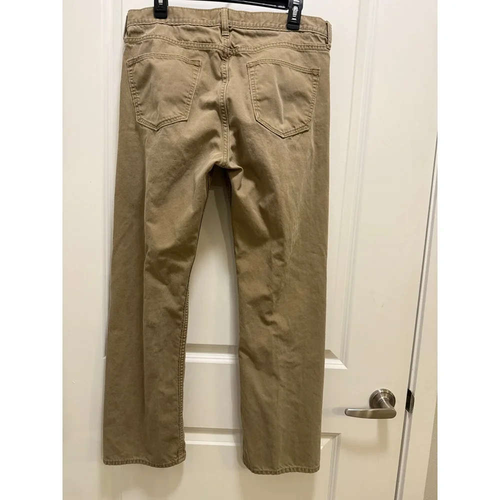 Banana Republic Vintage Straight Khaki Pants Mens 35x32 Tan Cotton Twill 5Pocket